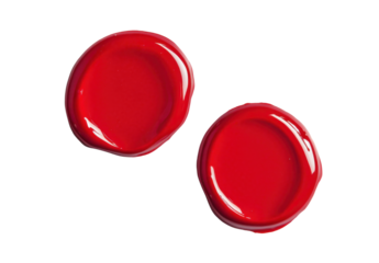 Two vibrant red paint blobs on a transparent background, showcasing bold color and smooth texture for artistic design elements