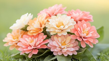 Fototapeta premium Peaceful nature setting with a vibrant floral arrangement of beautiful outdoor flowers