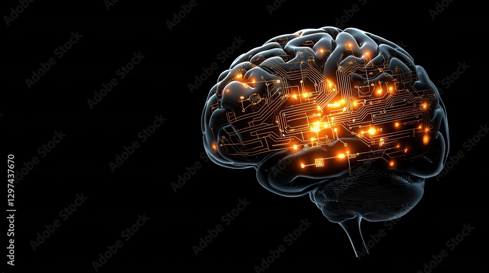 Poster vibrant digital brain with futuristic neural network concept an abstract and captivating showcasing 