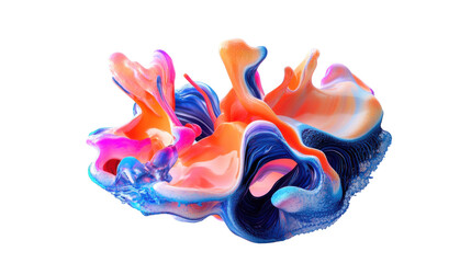 Obraz premium Abstract fluid art with vibrant orange, pink, and blue colors on a transparent background Concept of modern design, creativity, and artistic expression