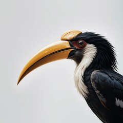 Obraz premium Majestic Rufous necked Hornbill Portrait Vibrant Tropical Bird with Large Bill