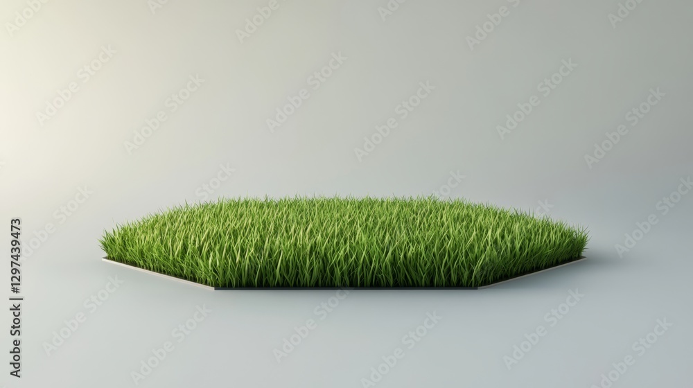 Poster 3d cartoon style hexagonal grass patch rendering for background use