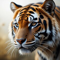 Fototapeta premium Majestic Close Up Portrait of a Bengal Tiger Wild Cat Orange Fur Stripes Wildlife Photography