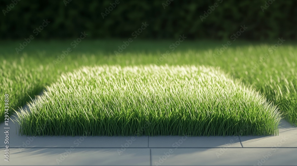 Aufkleber realistic grass patch with rounded and square edges on ground
