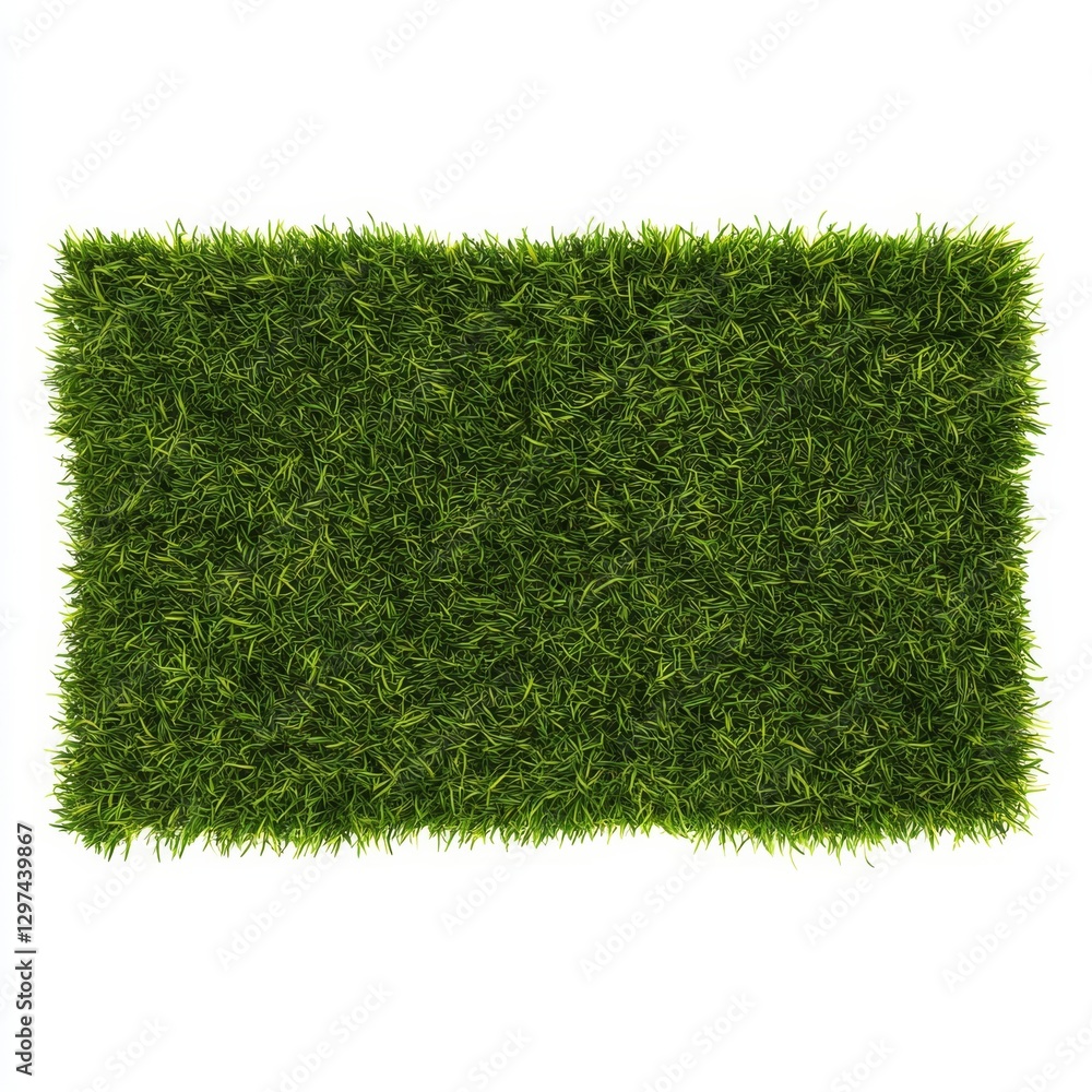 Poster lush green grass patch with slightly curved rectangular shape