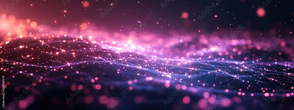 Poster abstract network landscape: glowing nodes and connections in a digital universe