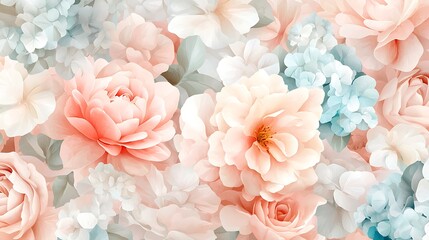 Fototapeta premium Nature's garden a serene digital artwork showcasing close-up floral beauty inspiration