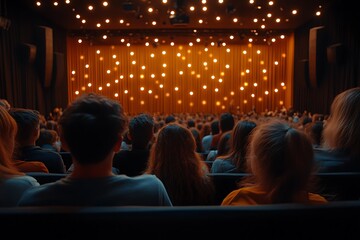 Audience watching show in theater