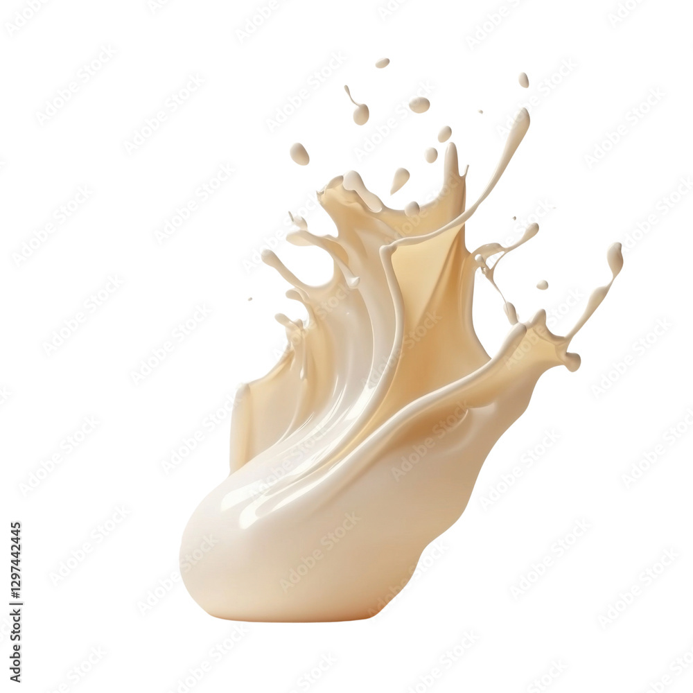 Aufkleber beige liquid splash with dynamic motion on a transparent background creamy fluid explosion for food 