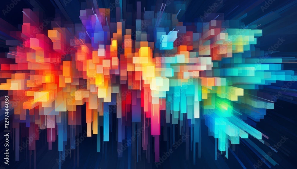 Poster abstract three-dimensional block background colorful geometric pattern.