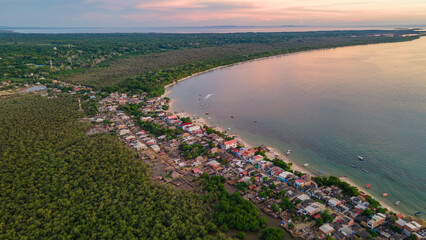 Fototapeta premium Aerial View of Rincon del Mar, a Tropical Paradise in Sucre, Colombia with Stunning Caribbean Coastline