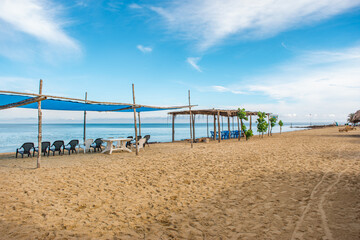 Tranquil Beach Scene at Rincon del Mar, Sucre, Colombia with Caribbean Sea and Relaxing Vibes