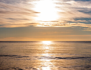 Stunning Sunset Over the Tranquil Caribbean Sea at Rincon del Mar, Sucre, Colombia