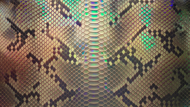 Black python pattern on iridescent gold pattern, vegan python, vegan crocodile leather background