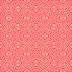 Seamless pattern. Symmetric geometric ornament. Circles and kites abstract background. Abstract repeated spheres and arrowheads wallpaper. Vector illustration