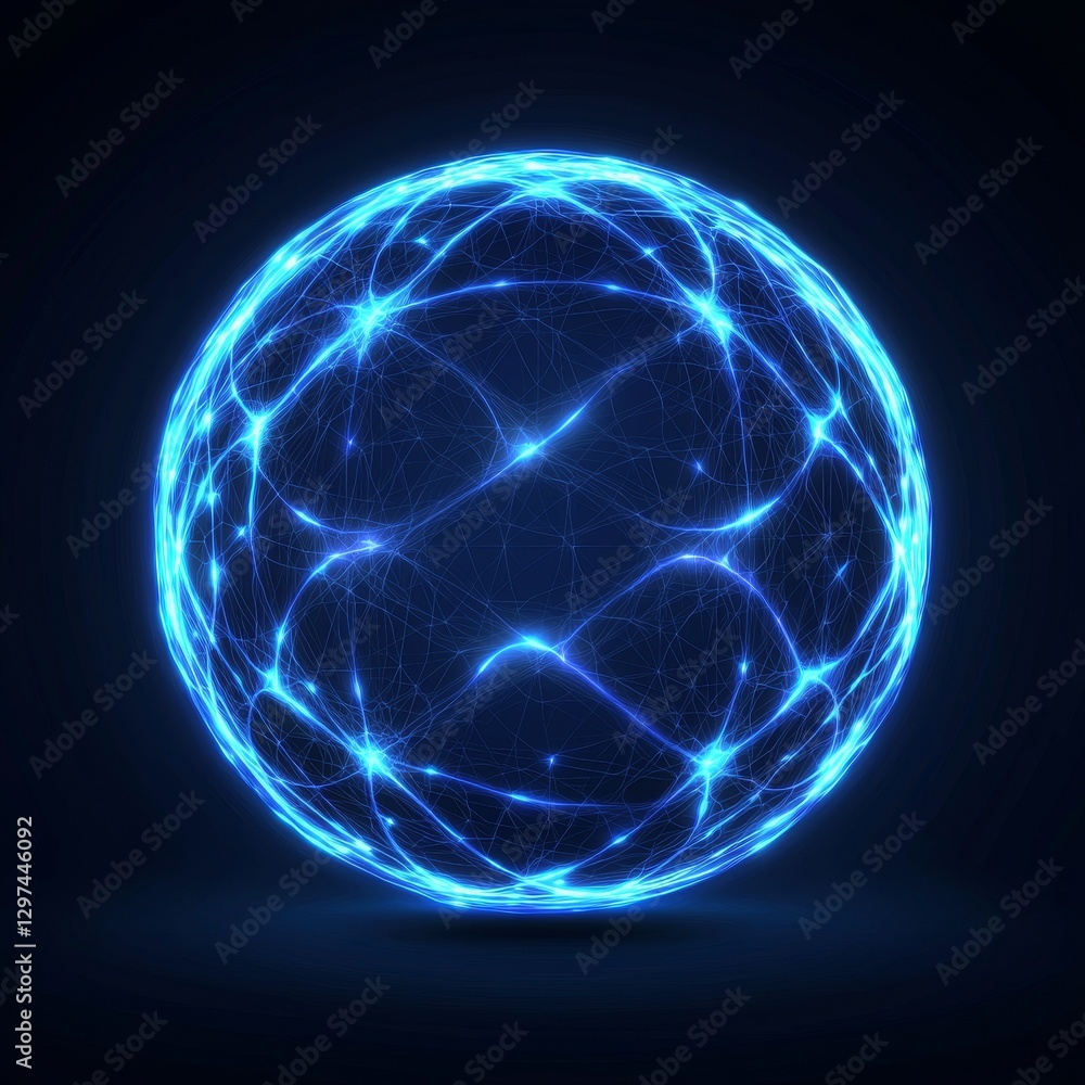 Aufkleber dynamic energy sphere abstract art digital creation dark background close-up view futuristic concept