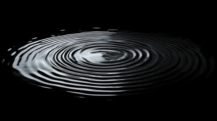 Circular ripples expand on a dark surface, creating concentric circles of light and shadow.