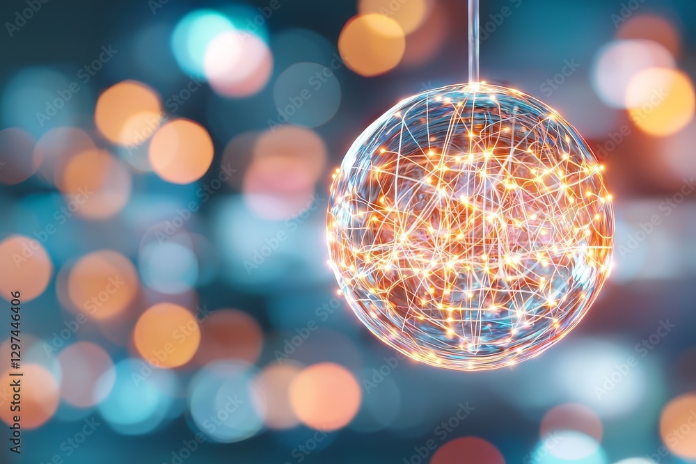 Poster illuminating connections global network sphere modern urban setting digital art bokeh background con