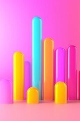 Fototapeta premium Colorful abstract shapes creating vibrant visuals studio setting digital art contemporary aesthetic eye-level view creative design