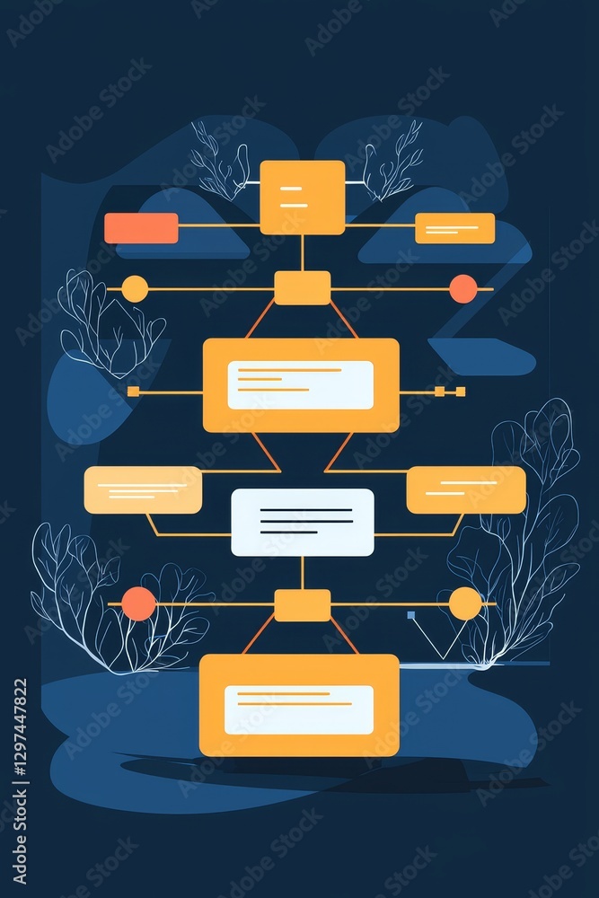 Poster flowchart design process digital environment graphic illustration abstract visuals creative perspect