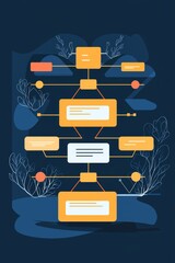 Flowchart design process digital environment graphic illustration abstract visuals creative perspective conceptual mapping