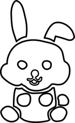 うさぎのアウトライン白黒線画イラスト. Easter  bunny