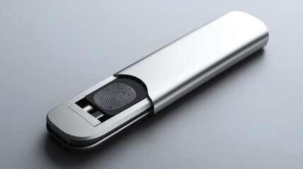 Sleek Fingerprint Scanner: An elegantly designed fingerprint scanner, showcasing modern technology, security, and access control with a minimalistic aesthetic.