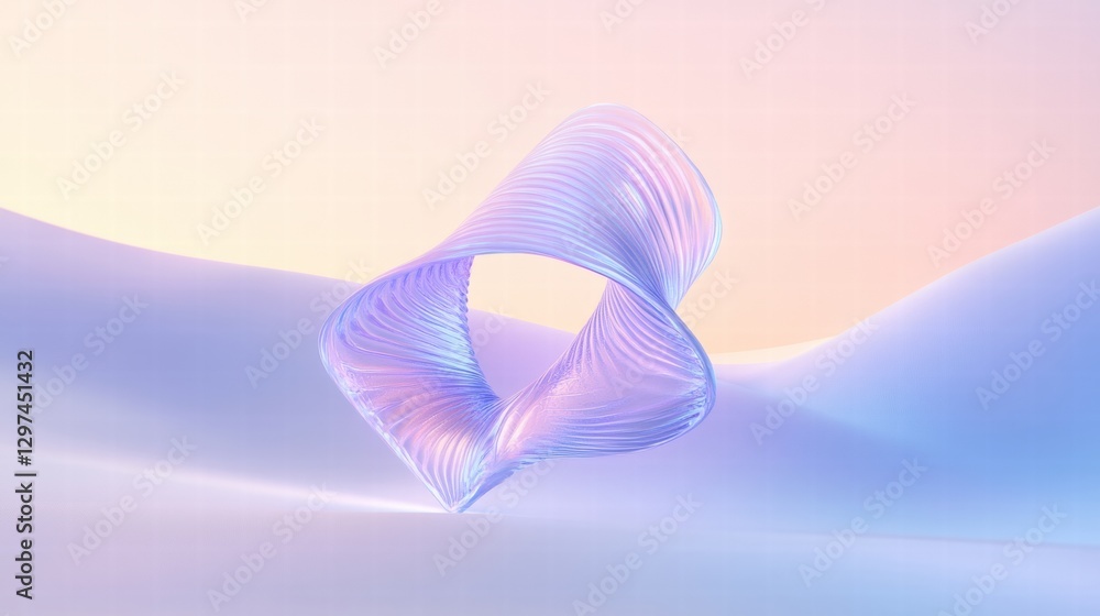 Aufkleber glowing dna helix suspended in a futuristic landscape with soft pastel colors and ethereal design. g