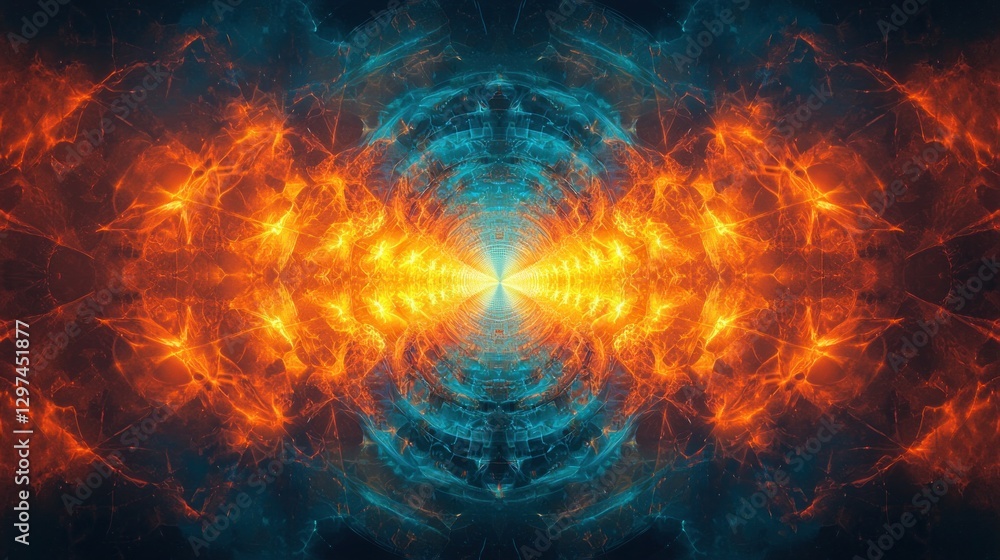 Aufkleber vibrant kaleidoscopic wave - colorful symmetrical radial pattern in 2d flat illustration design with
