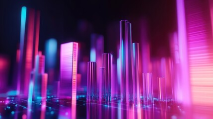 Abstract 3D glass graph symbolizing financial growth, set against a minimalistic backdrop with soft gradient lighting.
