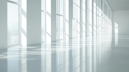 Fototapeta premium Sleek Office Lobby: Minimalist Elegance in White 