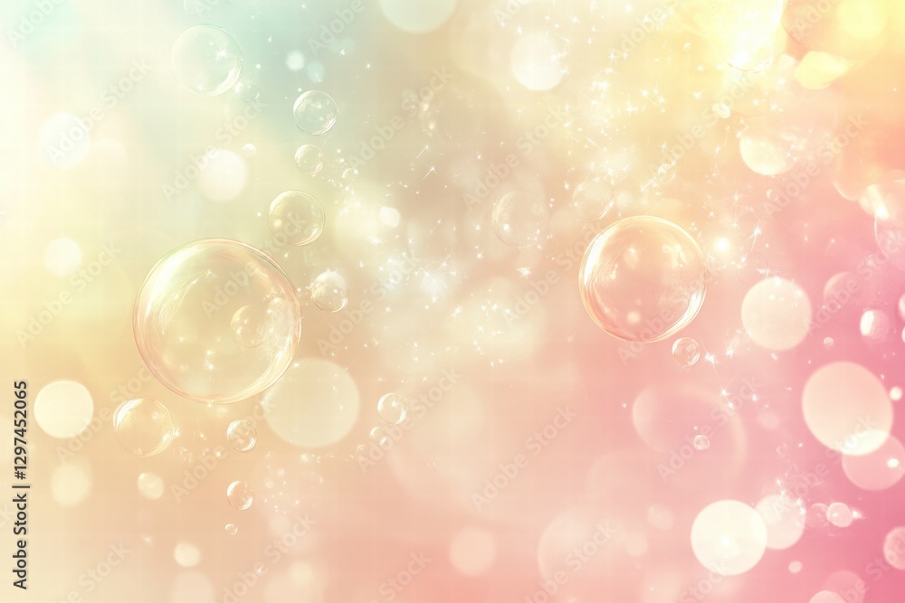 Fototapete bubbles drifting through soft colors in a dreamy and whimsical background setting. generative ai