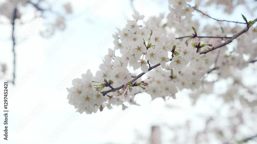 Aufkleber 桜、サクラ、花、植物、春、満開、花見、青空、美しい、開花、ピンク、風景、景色、日本、和風、木、桜の木、桜花、花弁、花びら、かわいい、枝、自然、新春、暖かい、公園、屋外、晴れ、桃色、ぼけ、ソメイヨシノ、