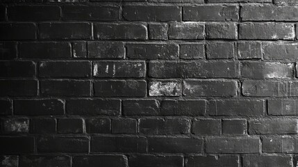 Fototapeta premium Textured dark gray brick wall background with rough surface details