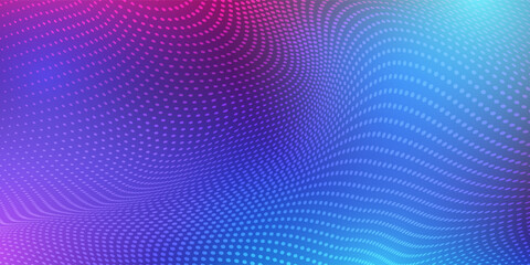 Obraz premium Abstract technology big data digital background. Dot blue wave light screen gradient texture background.
