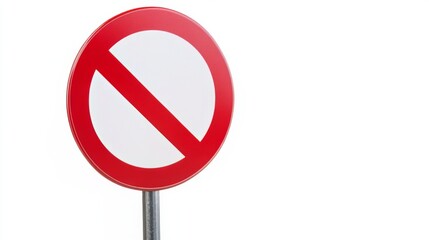 Red no entry sign on white background symbolizing prohibition and restriction