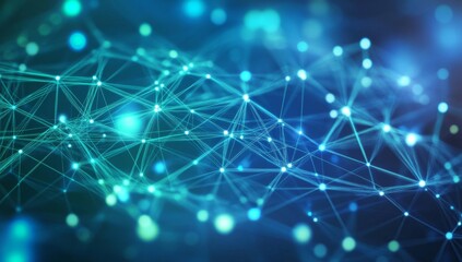 Abstract network graphic in teal and blue