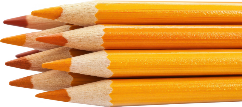 Stacked Colored Pencils Close-Up Image of Vibrant Art Supplies Explore creativity with this detailed photograph showcasing a pile of yellow and brown colored pencils, perfect for illustrating