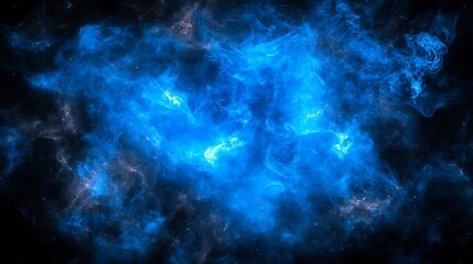 Blue Nebula Cloud Formed in Outer Space