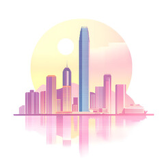 Obraz premium Famous City Skyline - Hongkong