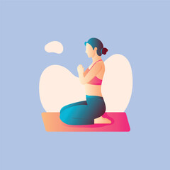 woman meditaion illustration. healthy lifestyle