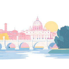 Plakat Famous City Skyline - Rome