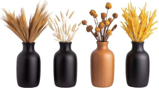 Elevate your space with the timeless elegance of dried floral arrangements displayed in minimalist vases, a captivating blend of rustic charm and modern sophistication Discover the beauty of natural