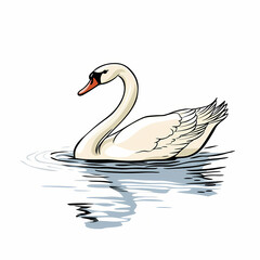 Fototapeta premium graceful swan swimming on calm lake, showcasing elegance and beauty