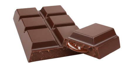 Dark Chocolate Bar with Caramel Filling on Transparent Backgrounds a Treat for the Senses and Taste