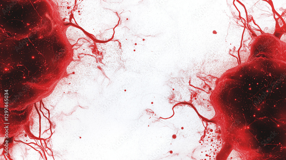 Poster cellular maze: an artistic depiction of intricate cell structures, rendered in vibrant hues and intr