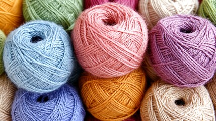 Colorful wool yarn balls background for knitting