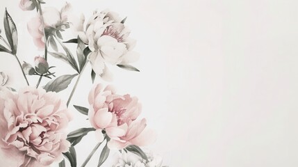 Fototapeta premium A bouquet of pink peonies template, floral background