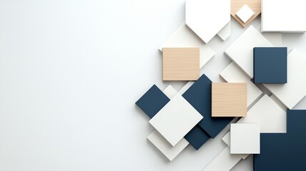 Dynamic geometric shapes arrangement modern interior digital art minimalist design