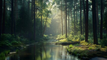 Obraz premium Serene Forest Stream